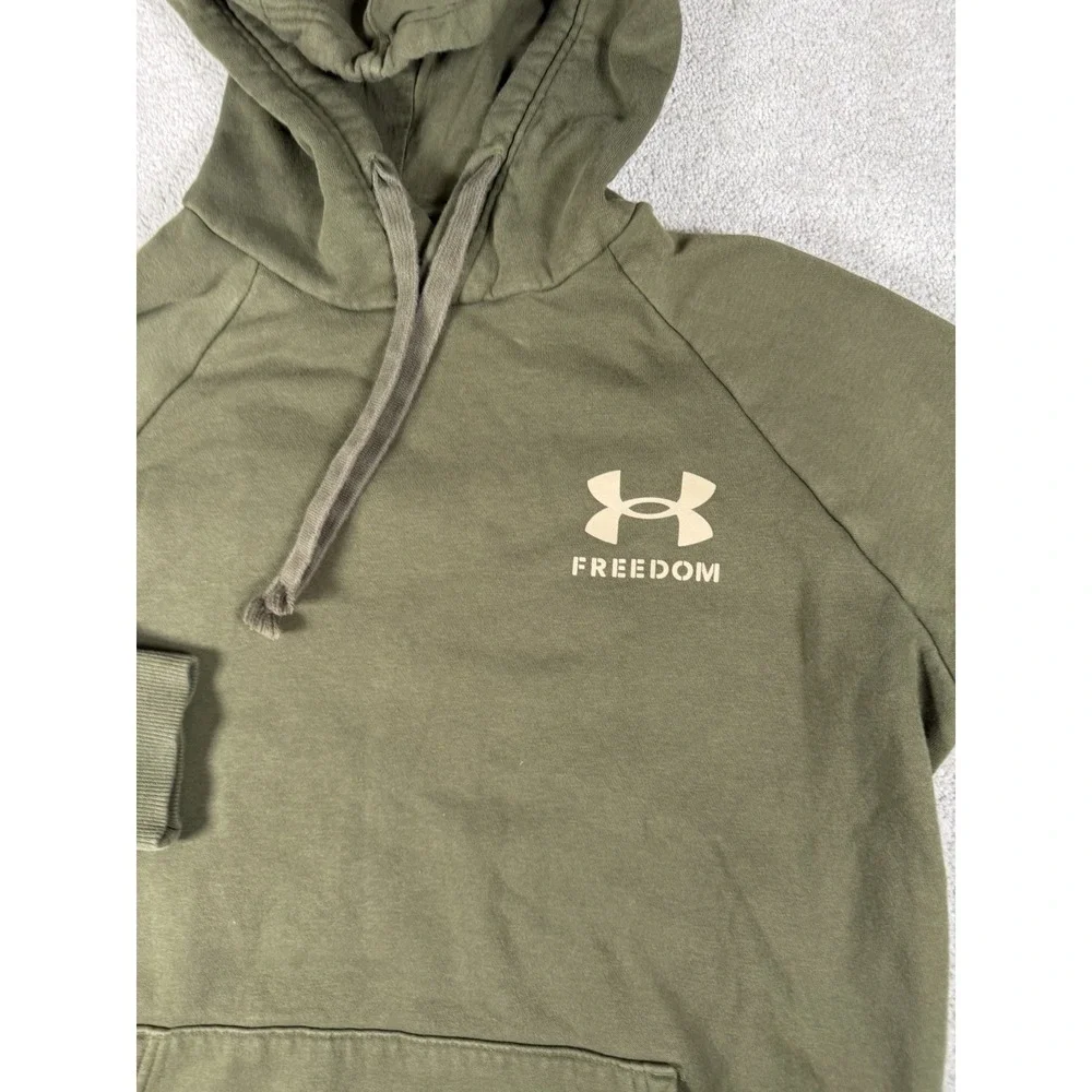 Under Armour Men Hoodie Sweatshirt Medium Green Freedom Pullover Drawstring Logo